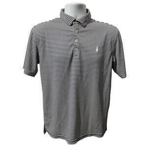 JOHNNIE O Prep-formance Golf Polo Blue White Stripe Small